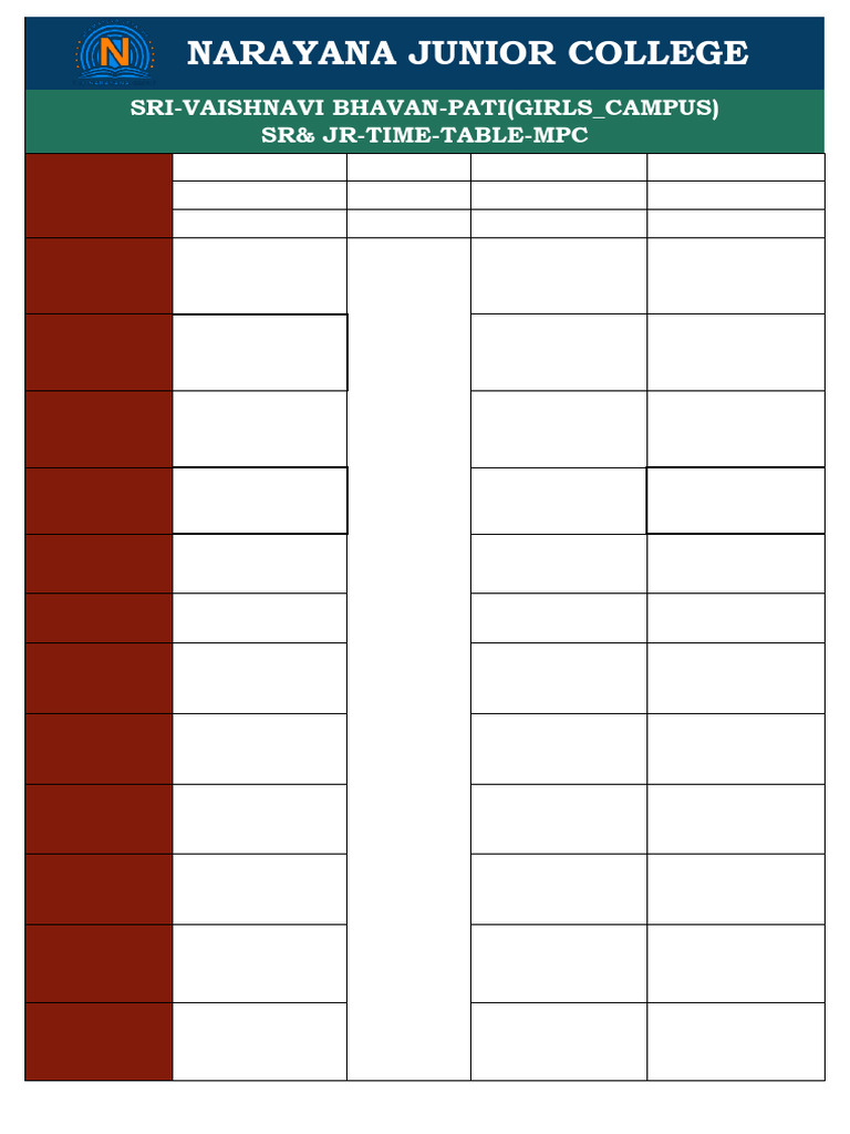 Sr &Jrtime Table | PDF