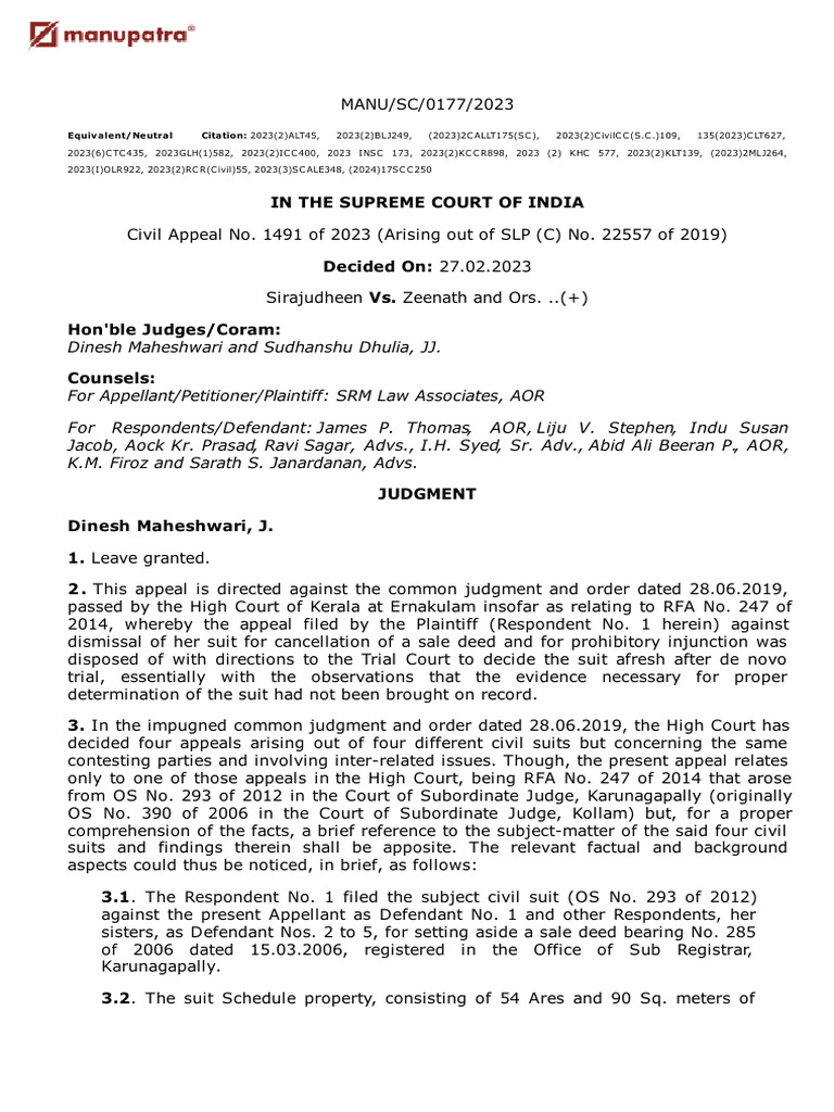 Supreme Court Ruling on Sale Deed Fraud | PDF | Lawsuit | Judgment (Law)