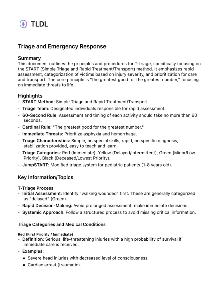 START Triage Method Overview | PDF | Medical Specialties | Clinical ...