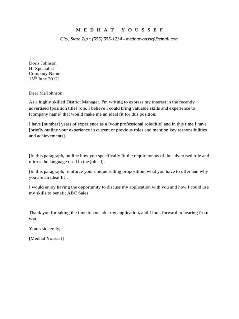 Cover Letter Template Job Ad Response 2 Copy | PDF
