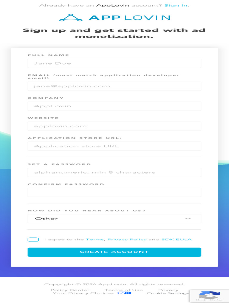 AppLovin - Sign Up | PDF