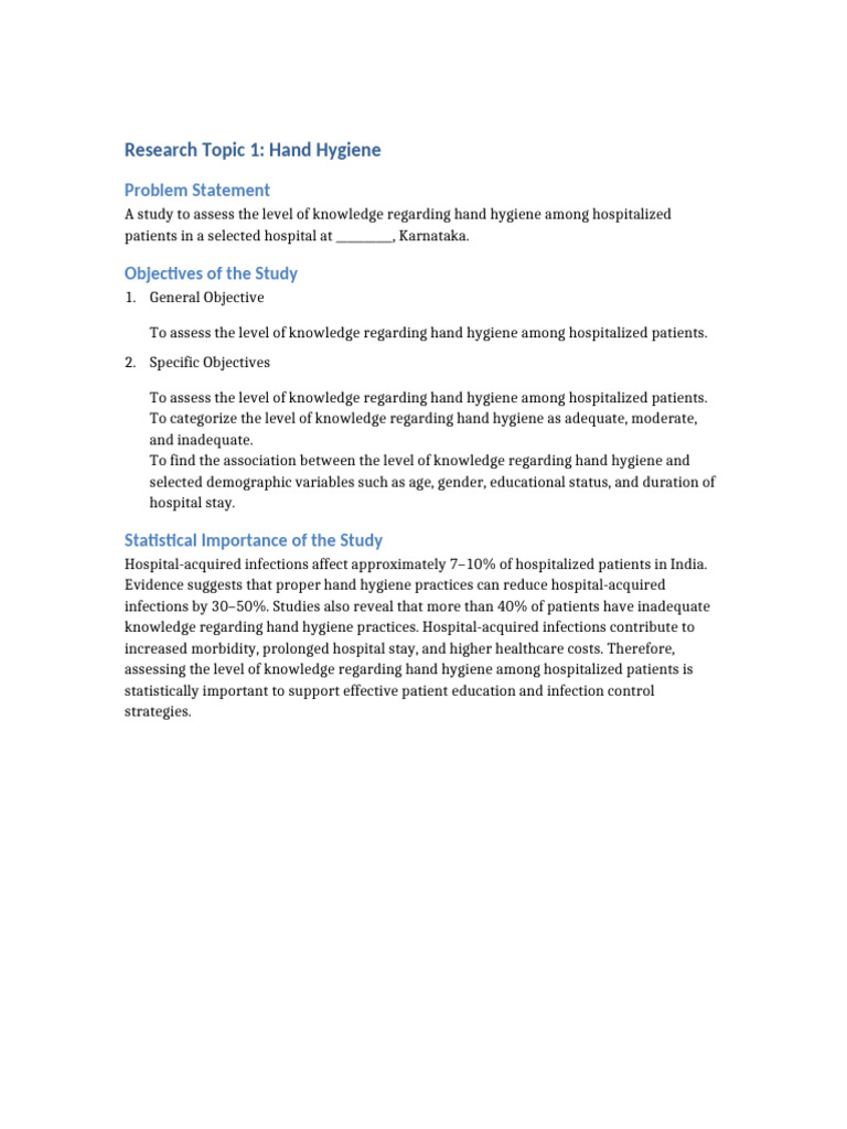 Hand Hygiene Knowledge in Hospitalized Patients | PDF