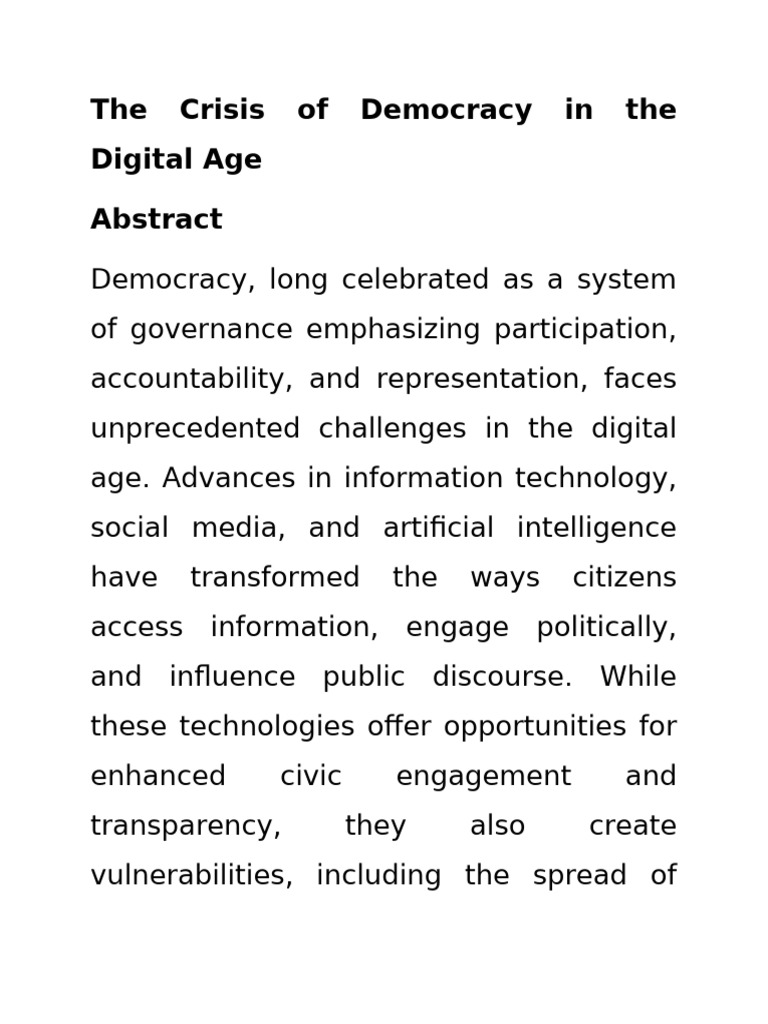 Democracy Crisis in the Digital Age | PDF | Democracy | Political ...