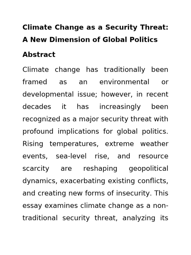 Climate Change as a Security Threat | PDF | Climate Change | Securities