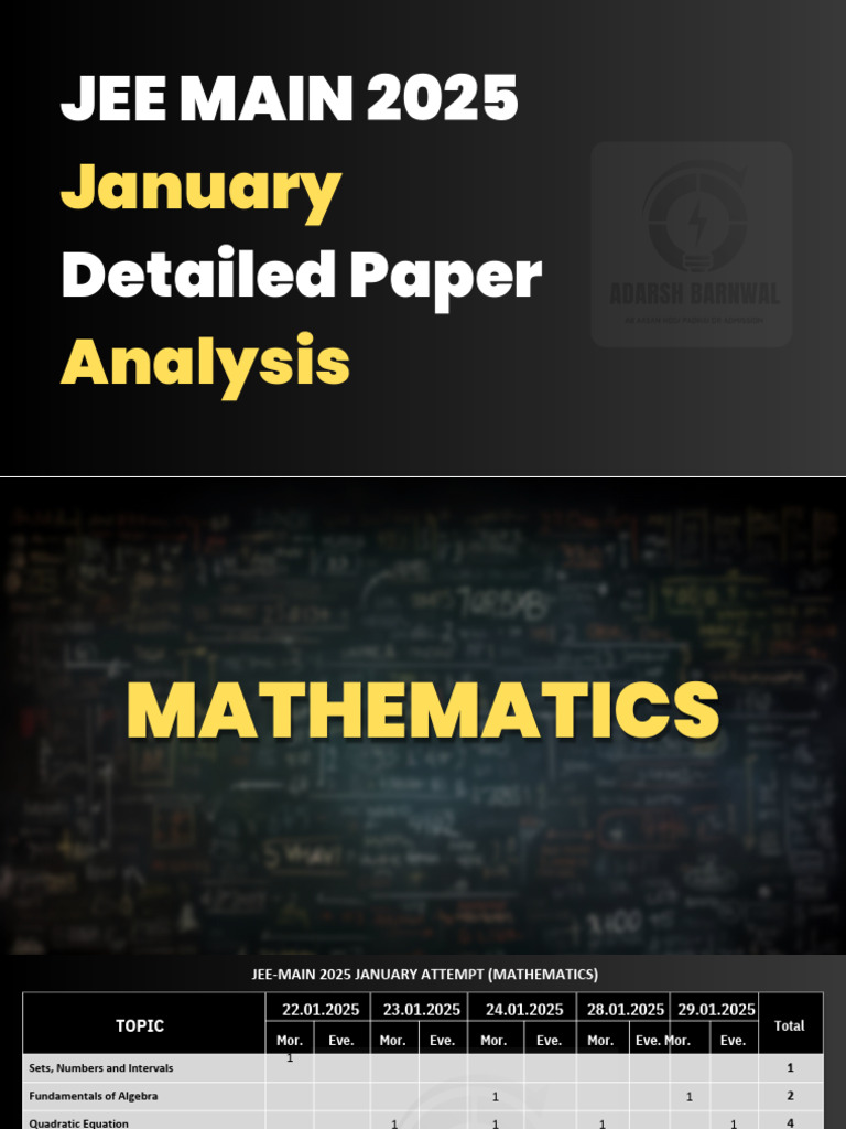 JEE Main 2025 January Mathematics Analysis | PDF | Integral | Chemistry