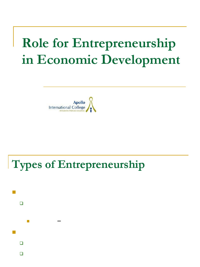 Role of Entrepreneurship in Economic Development Niyam Presentation ...
