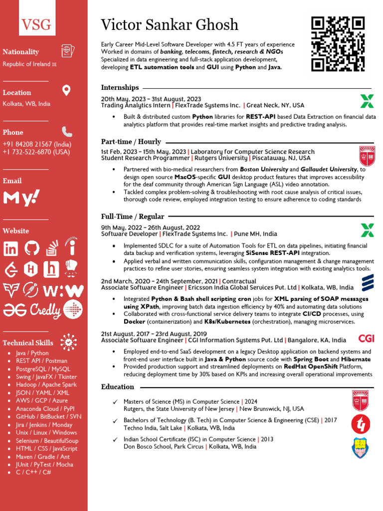 Victor Ghosh: Software Developer Profile | PDF | Software Development ...