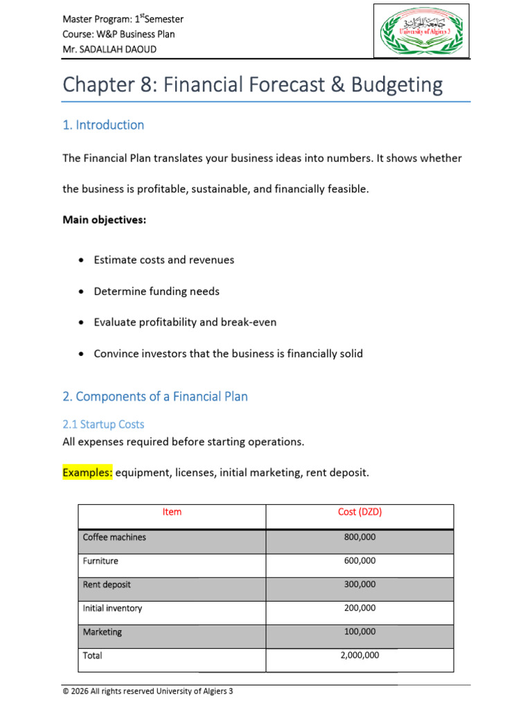 Financial Plan for Campus Café Business | PDF | Expense | Income Statement