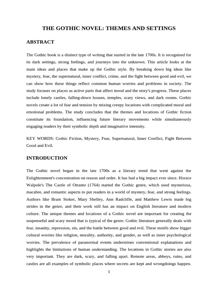Gothic Novel Themes and Settings Explained | PDF | Gothic Fiction ...