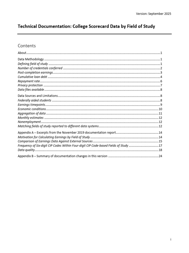 College Scorecard Data Methodology Guide | PDF | Loans | Academic Degree