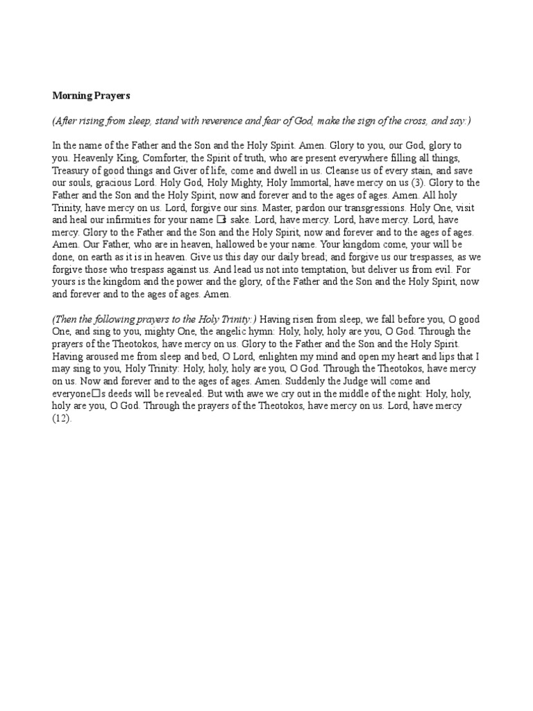 Morning Prayers Pdf