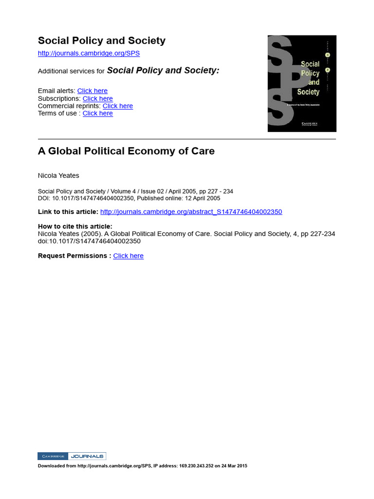 Global Political Economy of Care Analysis | PDF | Labour Economics ...