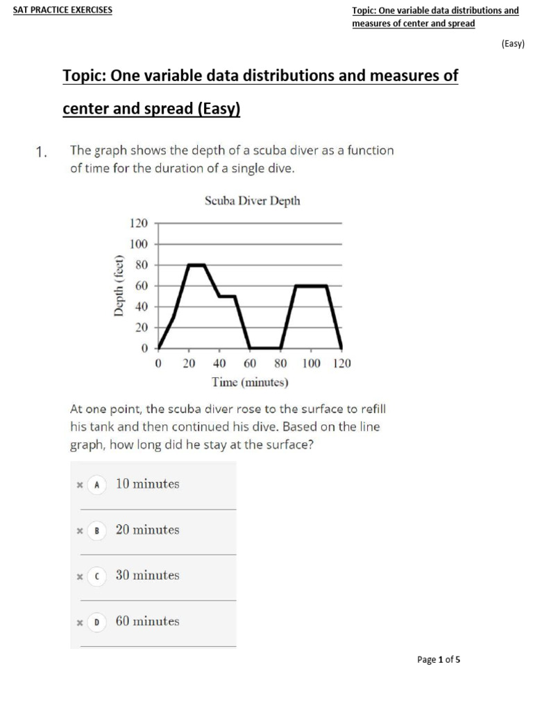 One Variable Data Distributions and Measures of Center and Spread (Easy ...