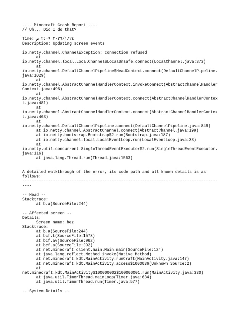 crash-٢٠٢٦-٠١-٢٤_٠٢.٠٩.٠٤-client | PDF | Java (Programming Language ...
