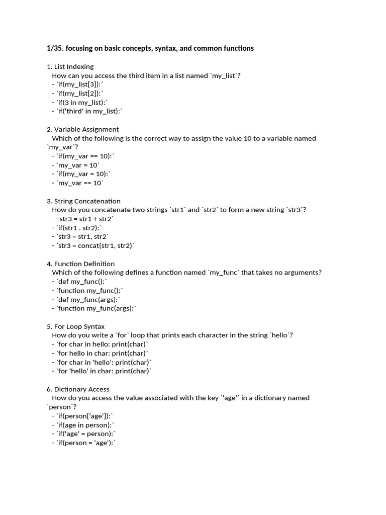 Python Basics: Functions, Loops, and Errors | PDF | Computer Science ...