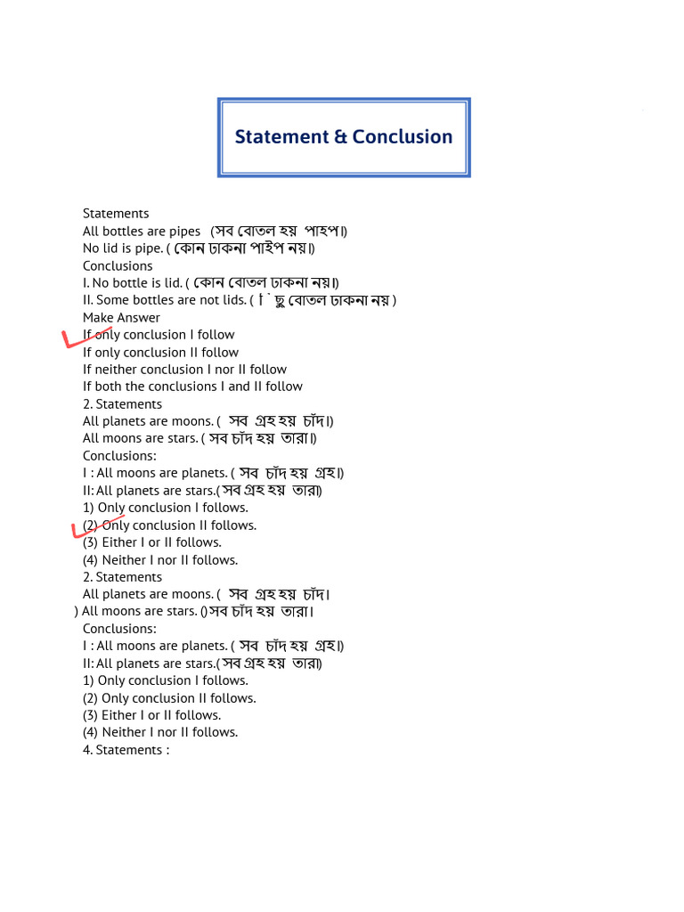 Logical Reasoning and Conclusions Analysis | PDF