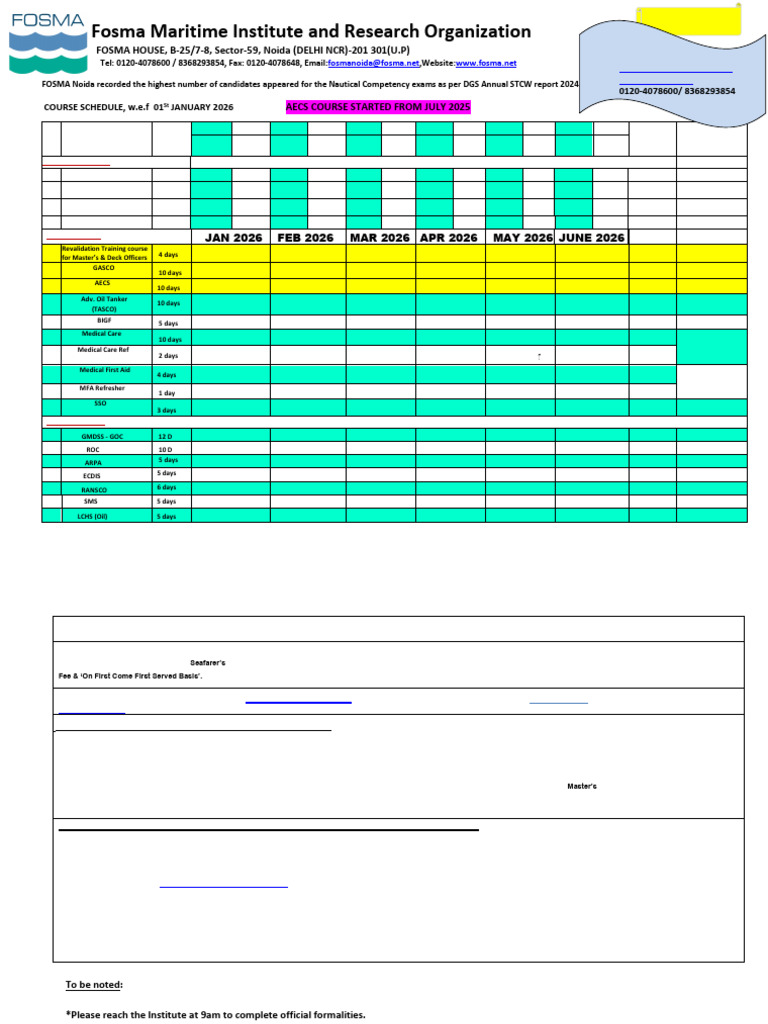 FOSMA Maritime Competency Courses 2026 | PDF | Navigation | Shipping