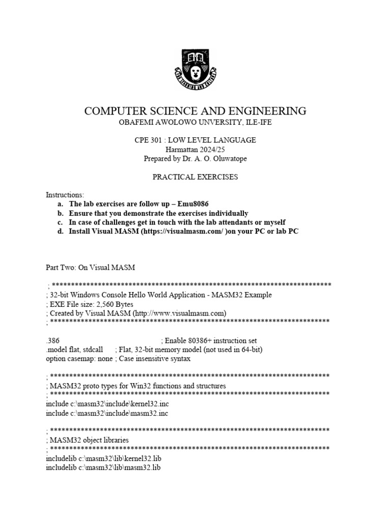 MASM32 Assembly Language Exercises | PDF | Command Line Interface ...