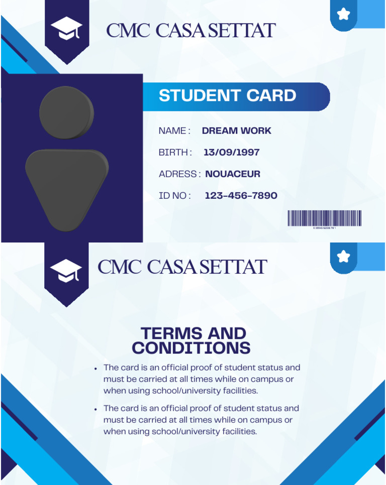 CMC Casa Settatt Student Card Details | PDF