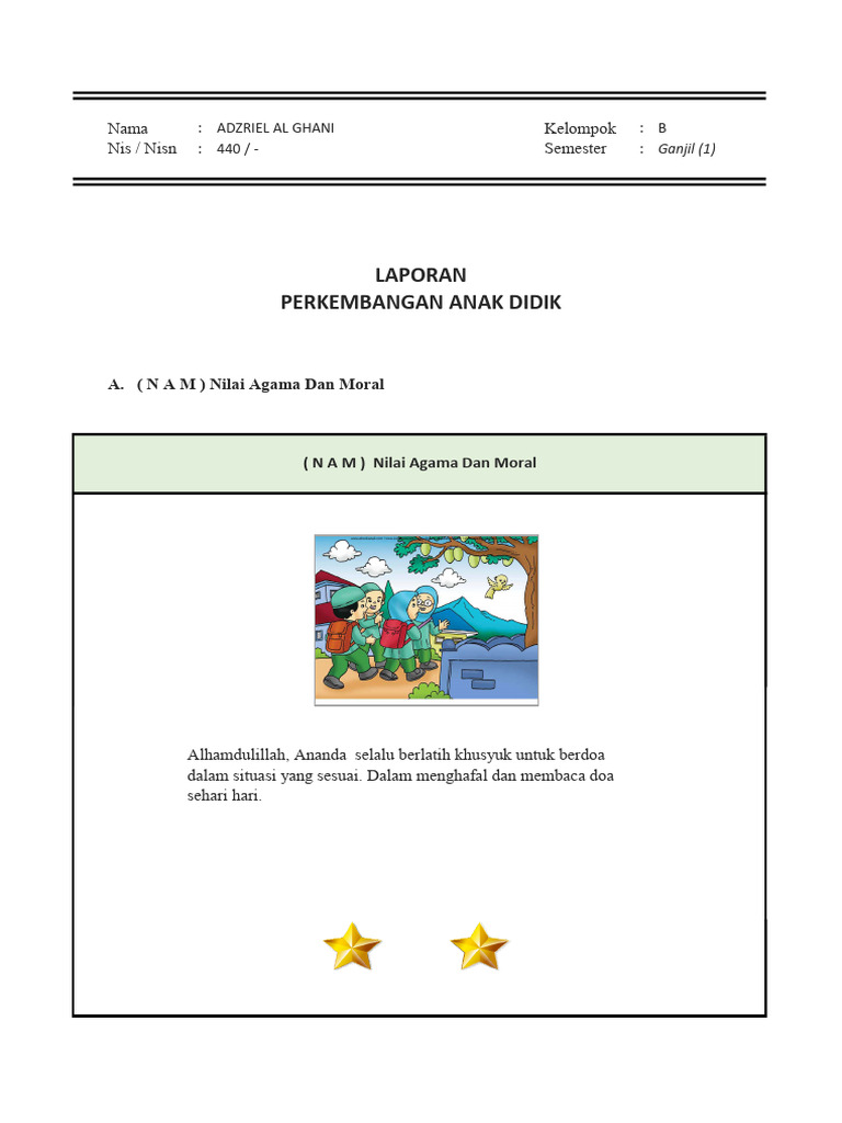 Laporan Perkembangan Adzriel Al Ghani | PDF