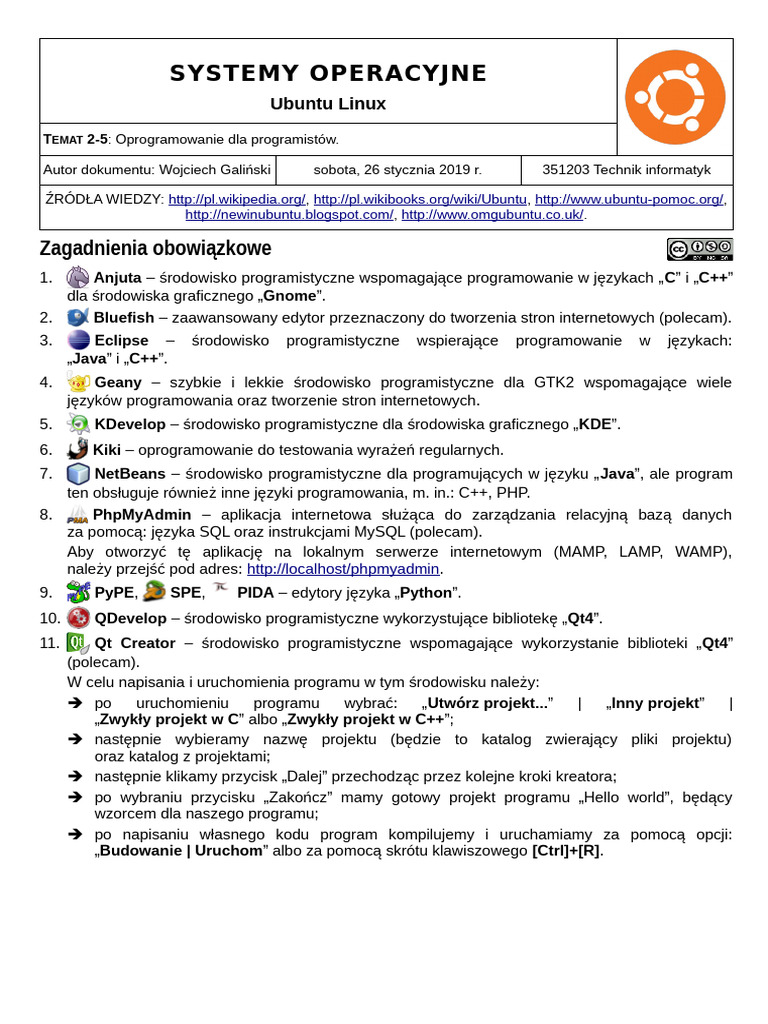 EE.08.1 - SO - Ubuntu Linux - [2-5] Oprogramowanie Dla Programistow | PDF