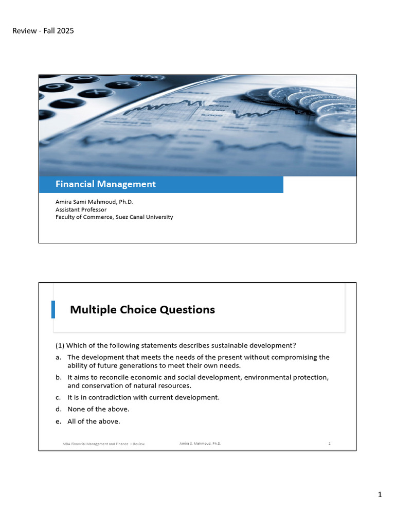 Financial Management Review Fall 2025 | PDF