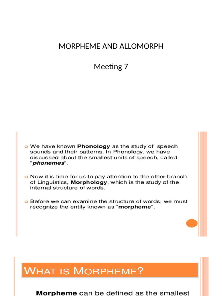 7th Meeting (Morpheme & Allomorph) | PDF