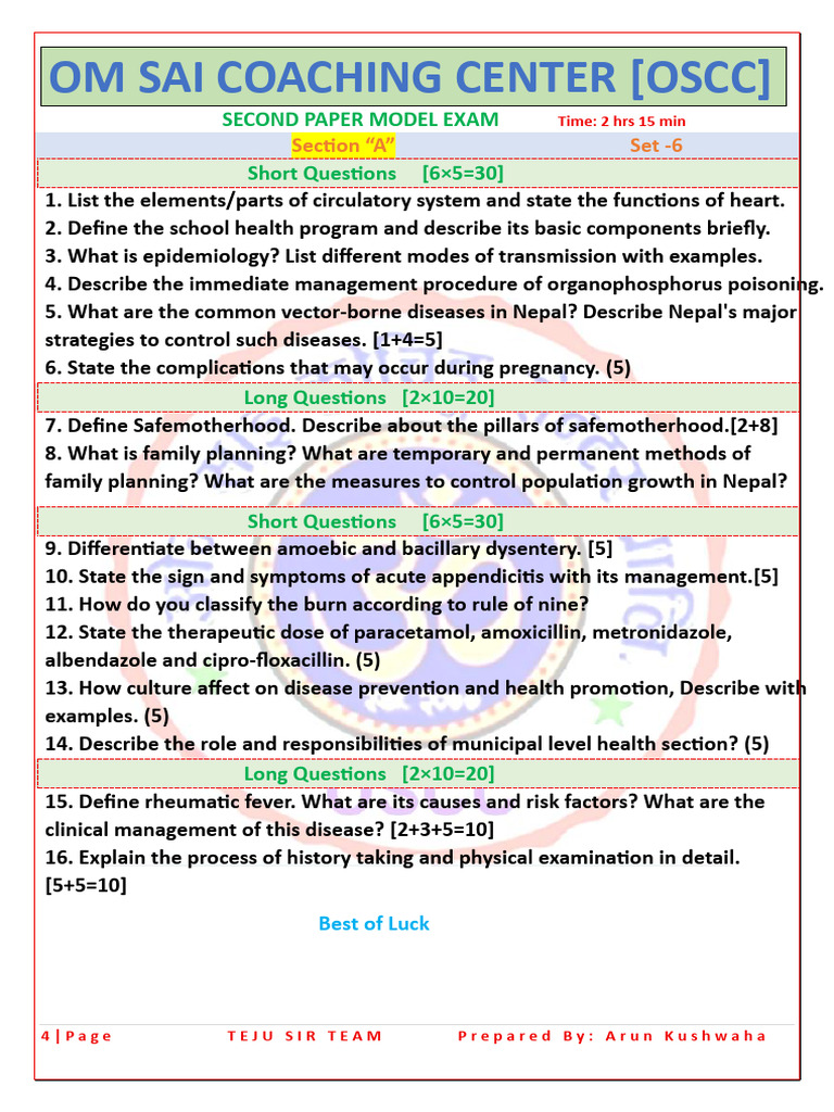 OSCC Second Paper Model Exam Guide | PDF