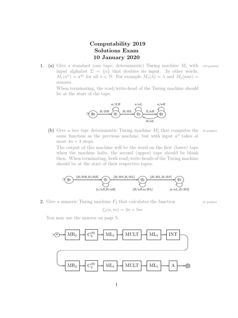 Turing Machine Computability Exam Solutions | PDF | Formalism ...