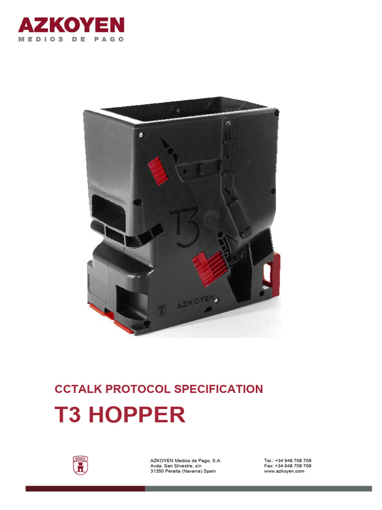 ccTalk Protocol for T3 Hopper | PDF | Bit | Transmission Control Protocol