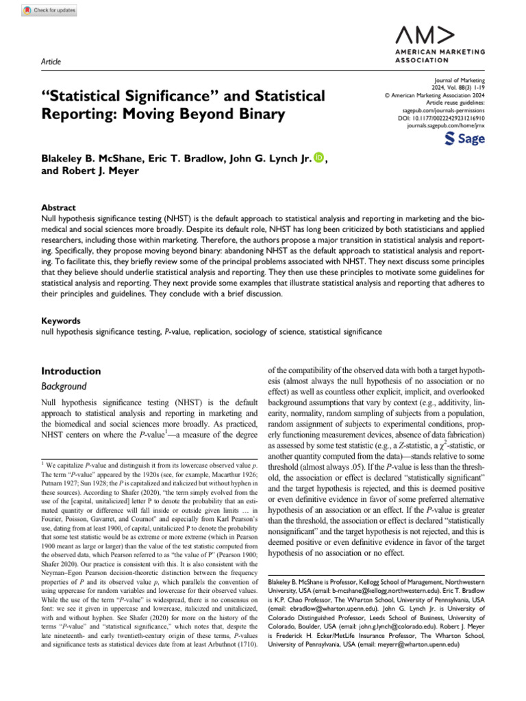 Rethinking Statistical Significance in Research | PDF | P Value ...