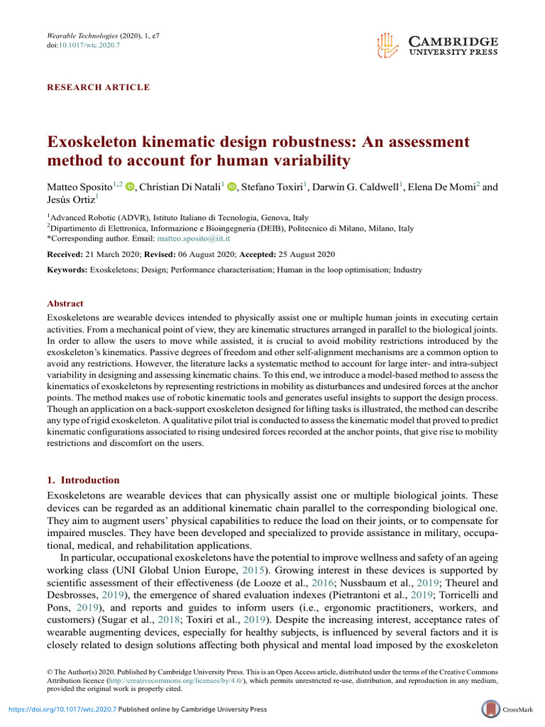 Exoskeleton Kinematic Design Robustness an Assessment Method to Account ...