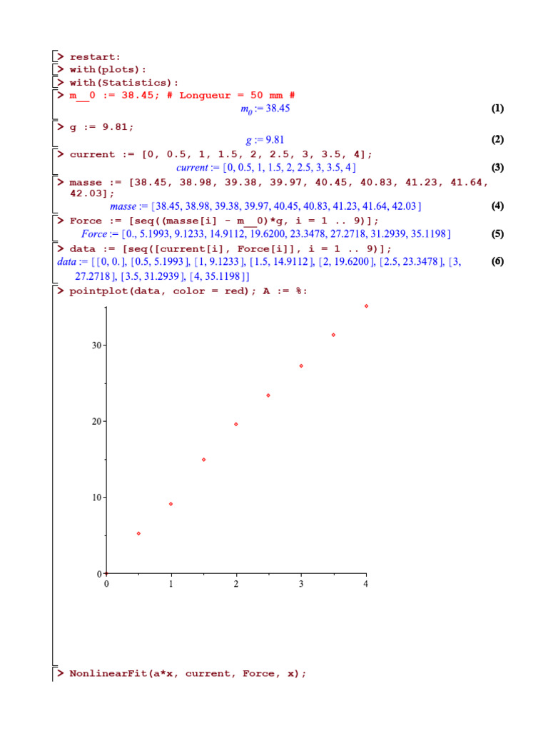 Nonlinear Force Analysis with Data Plotting | PDF