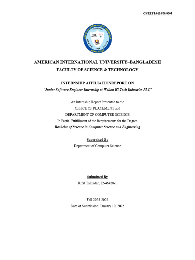 Junior Software Engineer Internship Report | PDF | World Wide Web ...