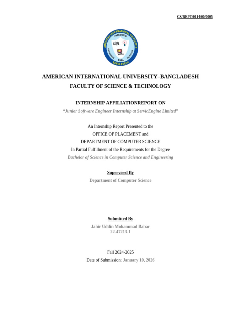 Junior Software Engineer Internship Report | PDF | World Wide Web ...