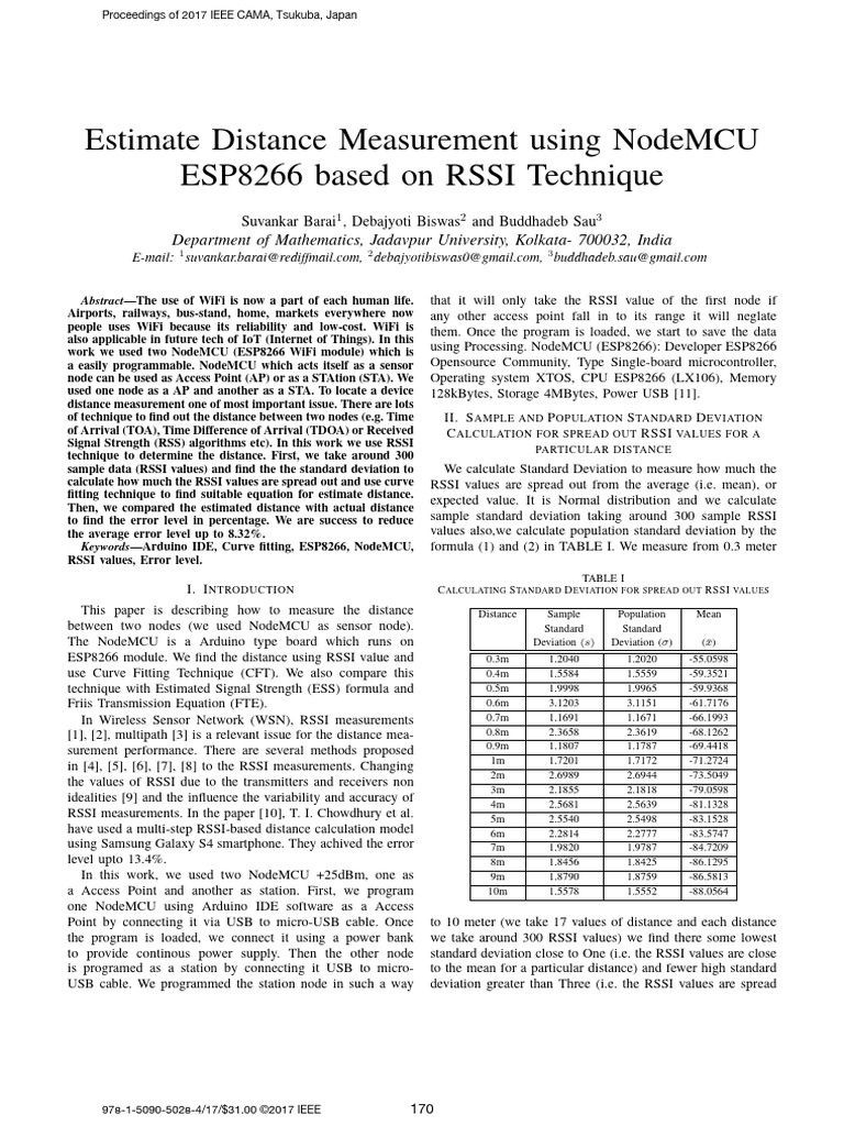 Estimate Distance Measurement Using NodeMCU ESP8266 Based On RSSI ...