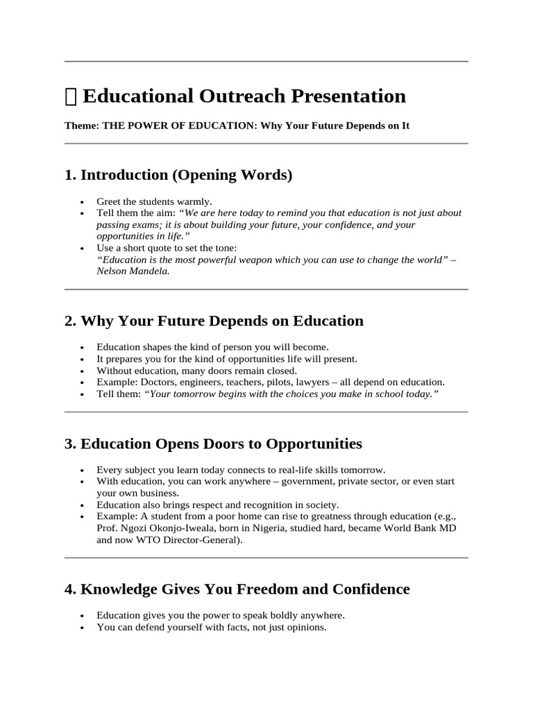 ? Educational Outreach Presentation | PDF