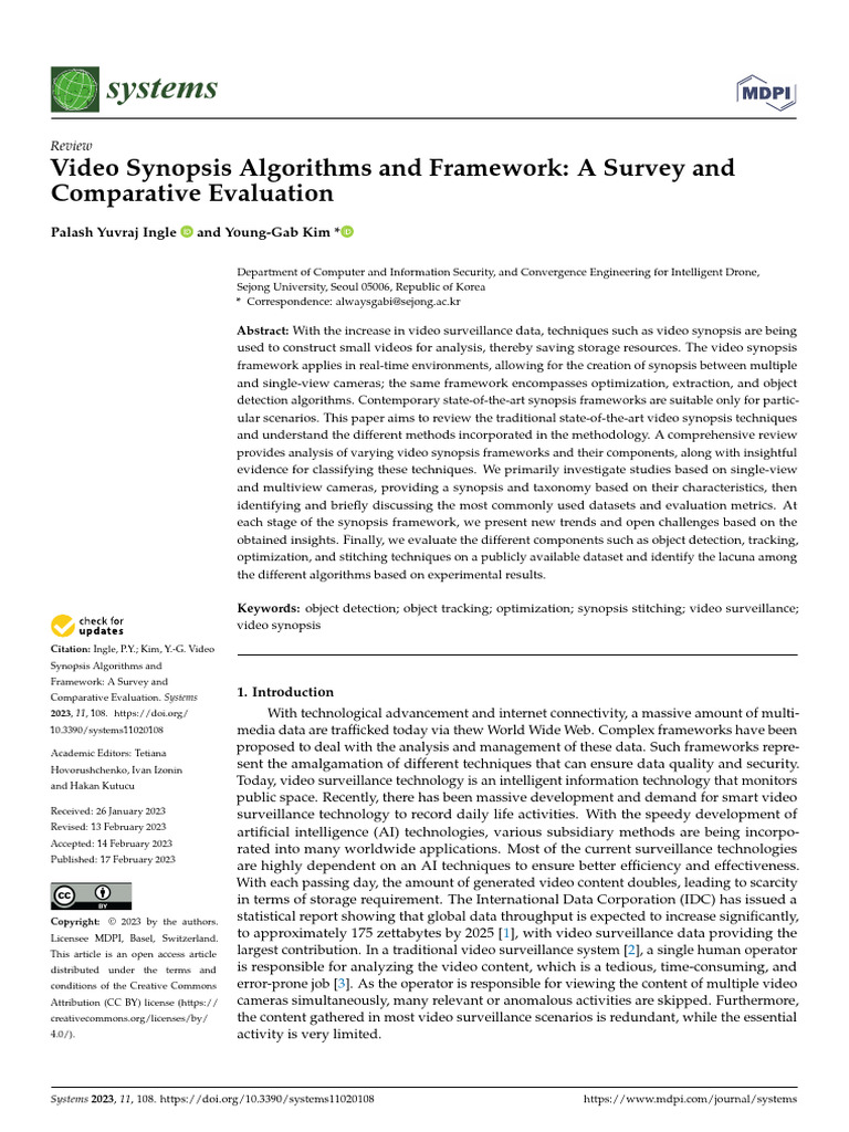 Video Synopsis Algorithms: A Comprehensive Survey | PDF | Mathematical ...