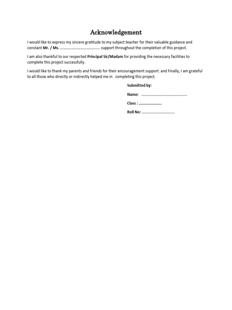 Project Acknowledgements Template | PDF