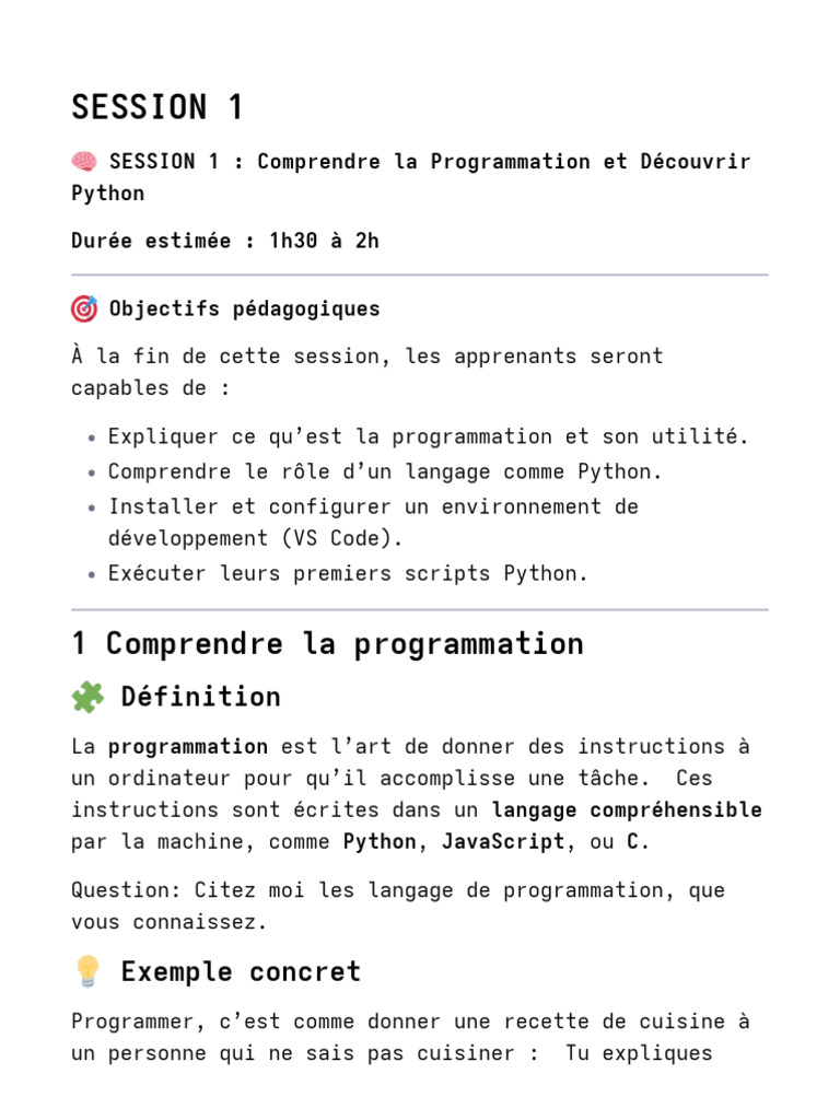 Introduction à la Programmation avec Python | PDF | Programmation ...