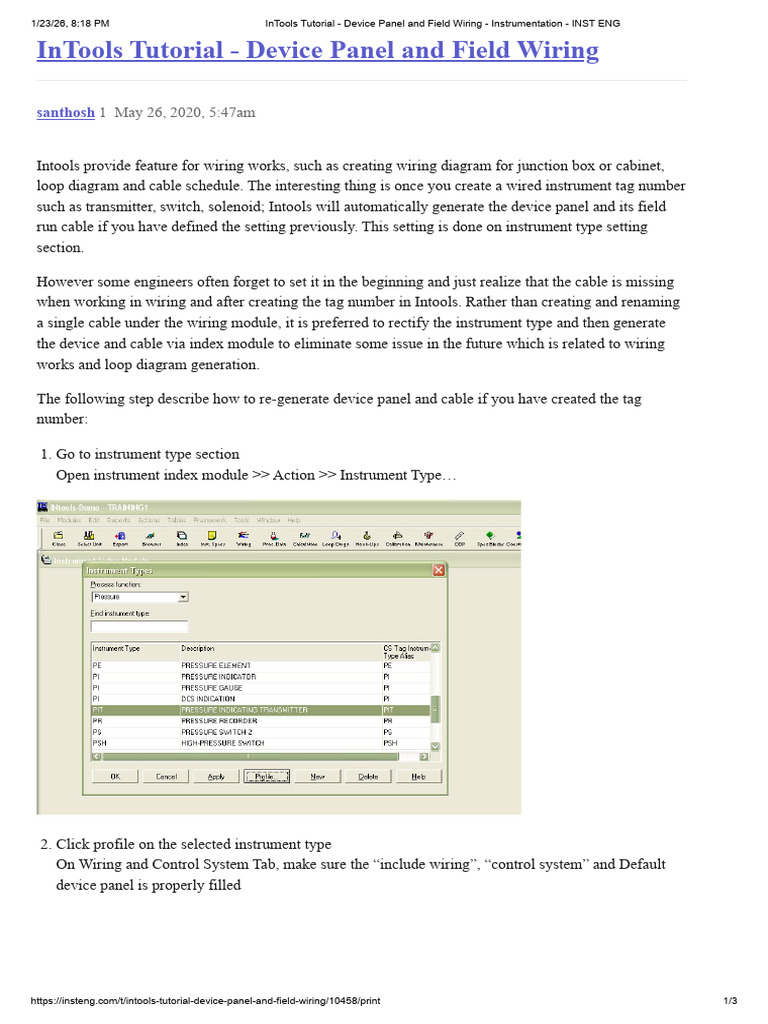 InTools Device Panel Wiring Guide | PDF