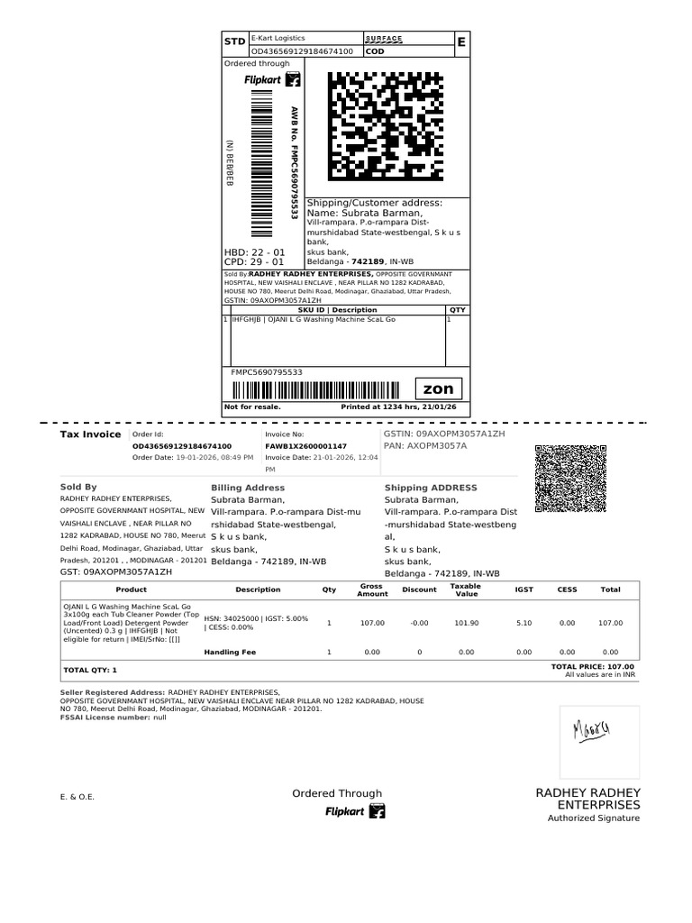 E-Kart Logistics Invoices for LG Products | PDF | Taxes | Government