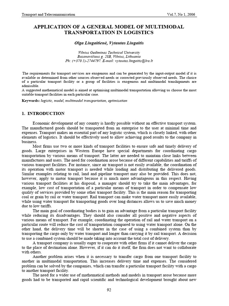 Optimizing Multimodal Transportation Models | PDF | Transport | Rail ...