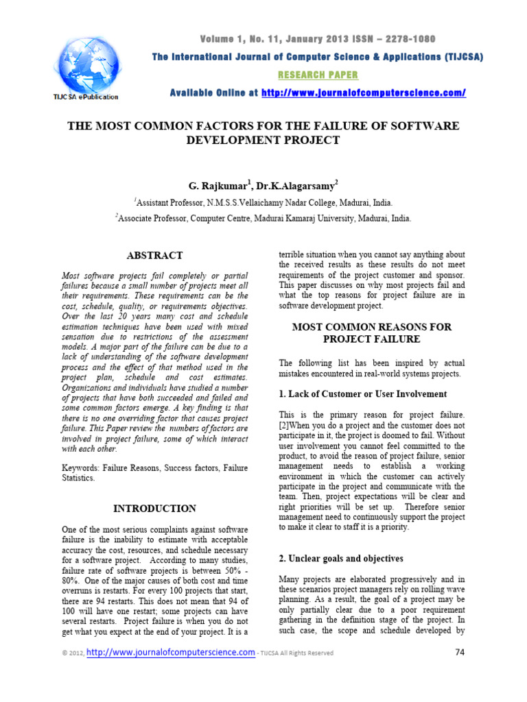 Common Causes of Software Project Failures | PDF | Software Testing ...