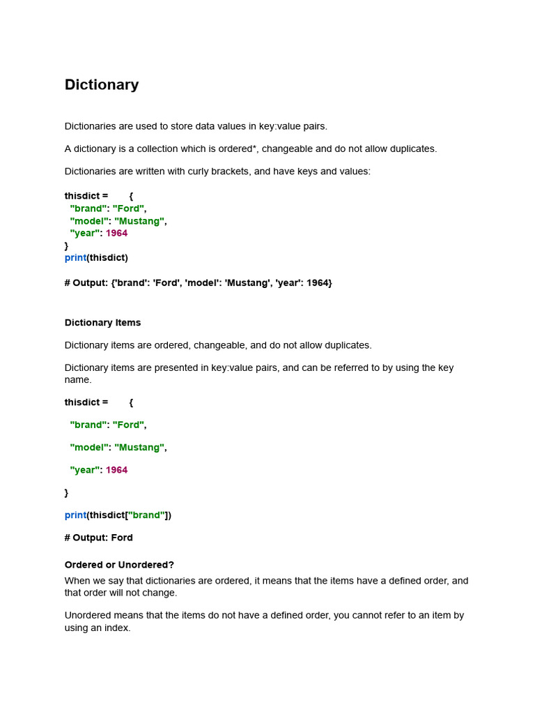 Dictionaries | PDF | Parameter (Computer Programming) | Computing