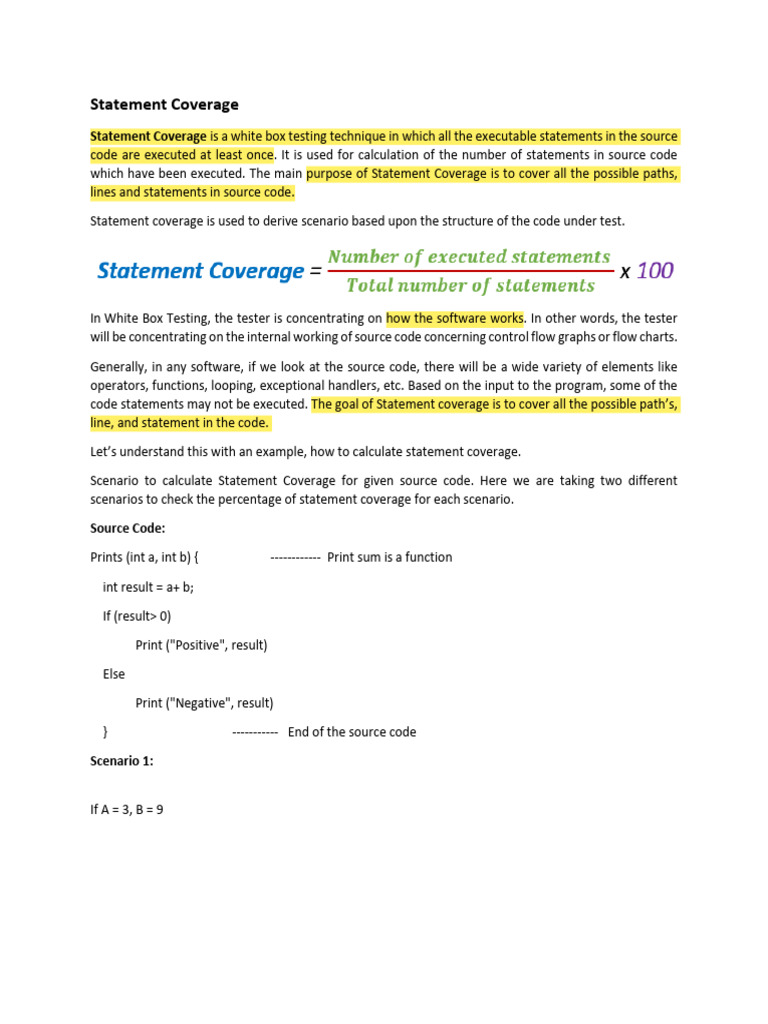 Understanding Statement Coverage in Testing | PDF | Control Flow ...