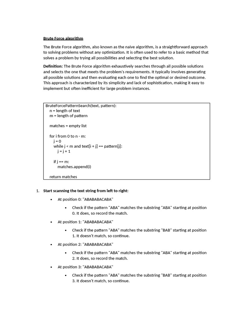 Brute Force Algorithm Explained | PDF | Applied Mathematics | Algorithms