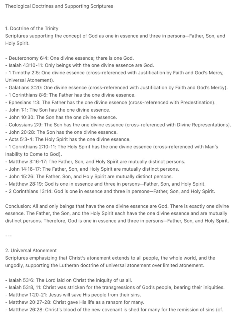 Theological Doctrines and Supporting Scriptures (2) | PDF | Eucharist ...