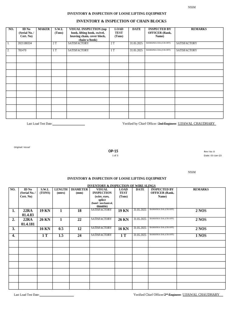 Lifting Equipment Inspection Report | PDF | Chess Theory | Chess