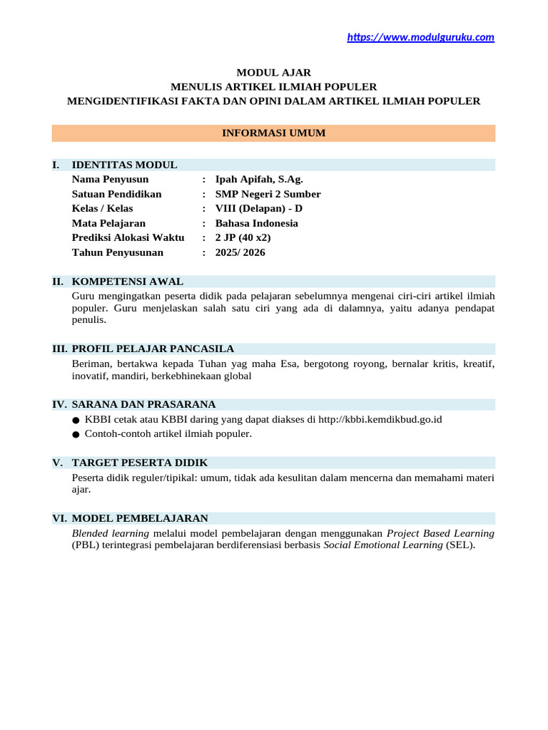 Mengidentifikasi Fakta dan Opini Artikel | PDF